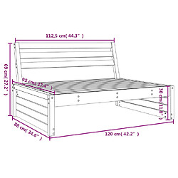 vidaXL Canapé central de jardin marron miel 120x80 cm bois pin massif pas cher