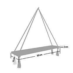 Avis HOMEMANIA Étagère Halatli - Étagère, support - suspendu, décoratif, porte-objets - pour mur, salon, chambre, chambre d'enfants - Vert, Ecru en Bois, Jute, 50 x 15 x 25 cm