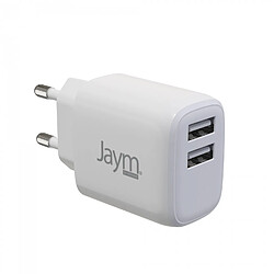 Jaym - Chargeur Rapide 12w 2 Usb 2,4a pour Apple iPhone, Samsung, Android, Macbook, Tablettes - Blanc pour iPad Pro, iPhone 15/14/13 Plus Pro Max, Galaxy S24/S23/S22, Note20,Pixel, Apple Watch, etc.