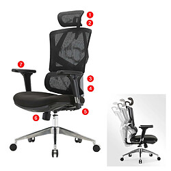 Decoshop26 Fauteuil de bureau support lombaire ergonomique dossier haut accoudoirs en maille noir 04_0006220