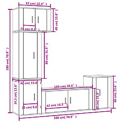 vidaXL Ensemble de meubles TV 5 pcs Blanc brillant Bois d'ingénierie pas cher