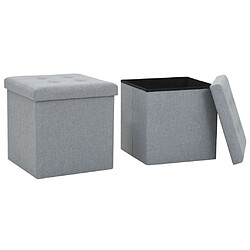 vidaXL Tabourets de rangement pliables lot de 2 gris clair Faux lin