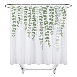 Universal Rideaux de douche à feuilles vertes, toilettes naturelles, tissu polyester blanc imperméable affaibli (150 * 180cm)