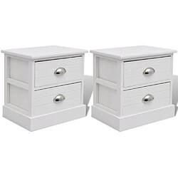 Helloshop26 Table de nuit chevet commode armoire meuble chambre 2 pcs blanc 1402097