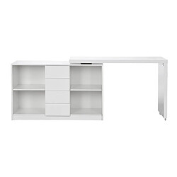 Acheter Vente-Unique Bureau extensible avec plateau pivotant 360° - MDF - Blanc laqué - PAVELO