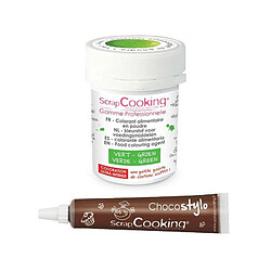 Scrapcooking Stylo chocolat + Colorant alimentaire en poudre vert