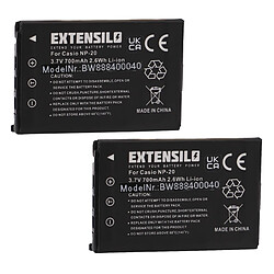 Vhbw EXTENSILO 2x Batteries remplacement pour Casio NP-20 pour appareil photo, reflex numérique (700mAh, 3,7V, Li-ion)