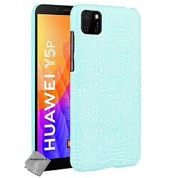 Htdmobiles Coque rigide simili cuir crocodile pour Huawei Y5p + film ecran - BLEU CLAIR