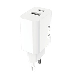 Muvit Chargeur Secteur Double Connecteur USB-C 20W - USB-A 18W Recyclé Blanc