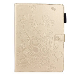 Etui en PU motif de papillons et de fleurs avec support or pour votre iPad mini (2021)