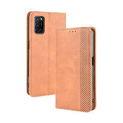 Etui en PU auto-absorbé rétro marron pour votre OPPO A52/A72/A92