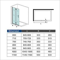 Aica Sanitaire Paroi de douche Hauteur 185cm en verre securit anticalcaire 6mm pas cher