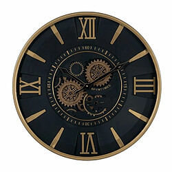 BigBuy Home Horloge Murale Noir Doré Verre Fer 59 x 8,5 x 59 cm (3 Unités)