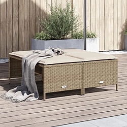 vidaXL Tabourets de jardin avec coussins lot de 4 beige résine tressée