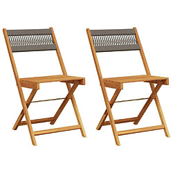 vidaXL Chaises de bistrot lot de 2 gris bois d'acacia et corde