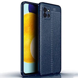 Coque en TPU antichoc, texture litchi bleu pour votre Samsung Galaxy A03 (Global Version)