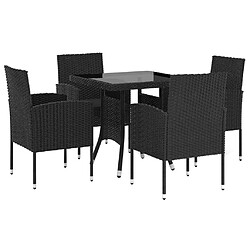 Salle à dîner de jardin 5 pcs,Table et chaise à manger Résine tressée Noir -MN77168