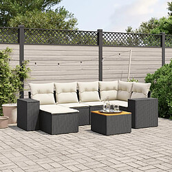 Maison Chic Ensemble Tables et chaises d'extérieur 7pcs avec coussins,Salon de jardin noir résine tressée -GKD202452