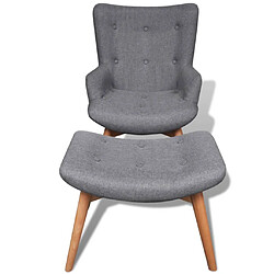 Acheter vidaXL Fauteuil avec repose-pied gris tissu