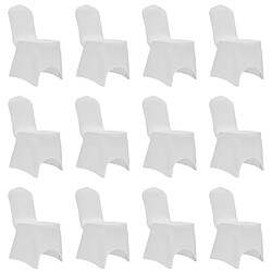 vidaXL Housses élastiques de chaise Blanc 12 pcs