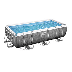 Bestway Piscine tubulaire rectangle power steel 4.04 x 2.01 x h.1.00 m - motif rotin gris