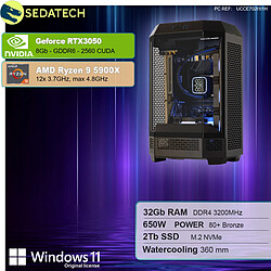 Sedatech PC Gamer Tower • AMD Ryzen 9 5900X • RTX3050 • 32Go RAM • 2To SSD M.2 • Windows 11