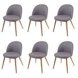 Decoshop26 Lot de 6 chaises de salle à manger couture en forme de losange design rétro années 50 en tissu gris foncé 04_0007685