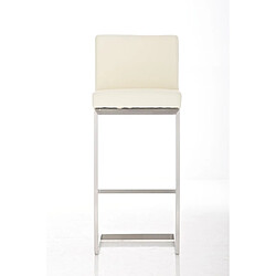 Decoshop26 Lot de 2 tabourets de bar design moderne support en acier inoxydable assise en PVC crème 10_0004386