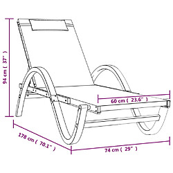 vidaXL Chaise longue avec coussin blanc textilène/bois massif peuplier pas cher