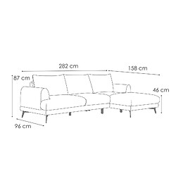 Acheter Courtois Laville ADRIA - canapé d'angle droit 4 places tissu gris foncé