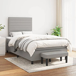 Avis Maison Chic Lit adulte- Lit + matelas,Sommier à lattes de lit et matelas gris clair 120x190 cm tissu -GKD40739