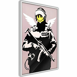 Paris Prix Affiche Murale Encadrée Banksy Flying Copper 20 x 30 cm Blanc