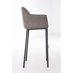 Avis Decoshop26 Tabouret de bar chaise haute de comptoir couture carrées assise en tissu gris 4 pieds stables en métal noir 10_0004704