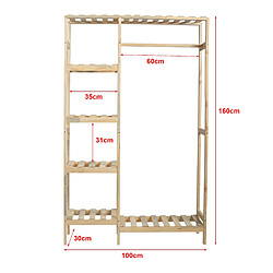 Helloshop26 Portemanteau avec 6 niveaux pin 160 x 100 x 30 cm naturel 03_0008182