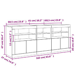 vidaXL Buffet avec lumières LED blanc 162x37x67 cm pas cher