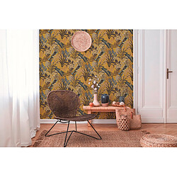 Acheter As Creation Livingwalls papier peint feuilles tropicales jaune ocre, bleu et beige