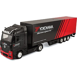 BBURAGO Camion avec remorque Mercedes Benz Actros 1/43 STREET FIRE - Yokohama - Rouge et Noir