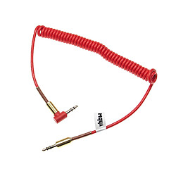 vhbw Adaptateur pour câble audio stéréo 3,5mm vers entrée AUX - Jack vers jack - Câble en spirale, doré, angle droit, or / rouge