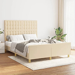 Maison Chic Lit adulte - Cadre Structure de lit avec tête de lit Contemporain Crème 140x200 cm Tissu -MN16196