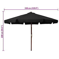 vidaXL Parasol d'extérieur avec mât en bois 330 cm Noir pas cher