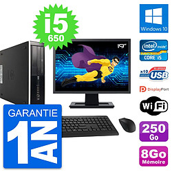 PC HP 8100 Elite SFF Ecran 19" Core i5-650 RAM 8Go Disque 250Go Windows 10 Wifi - Occasion