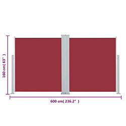 vidaXL Auvent latéral rétractable Rouge 160x600 cm pas cher