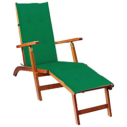 Helloshop26 Transat chaise longue bain de soleil lit de jardin terrasse meuble d'extérieur avec repose-pied et coussin acacia solide 02_0012582