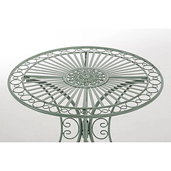 Decoshop26 Table de jardin en fer forgé diamètre Ø 70 cm vert vieilli MDJ10053