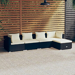 Maison Chic Salon de jardin 5 pcs + coussins - Mobilier/Meubles de jardin - Table et chaises d'extérieur Résine tressée Noir -MN36465