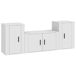 vidaXL Ensemble de meubles TV 3 pcs Blanc Bois d'ingénierie