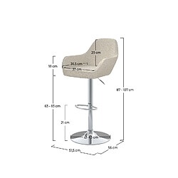 Rendez Vous Deco Chaise de bar Adam effet laine bouclette blanc cassé 63/83 cm (lot de 2)