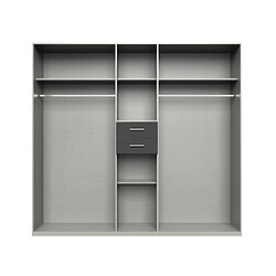 Pegane Armoire placard meuble de rangement coloris blanc/graphite - Longueur 225 x Profondeur 208 x Hauteur 58 cm