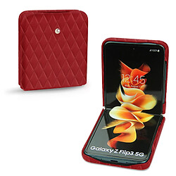 Coque cuir Samsung Galaxy Z Flip3 - Seconde peau - Rouge - Couture ( Nappa - Pantone #d50032 ) - NOREVE