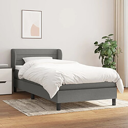 Maison Chic Lit Adulte - Lit simple Lit à sommier tapissier et matelas moelleux - Meuble de Chambre - Gris foncé 90x190 cm Tissu -MN53248